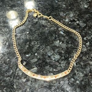 Givenchy necklace gold bar w crystals- nwot